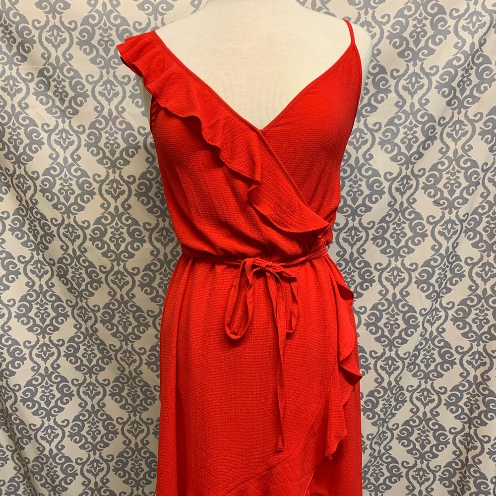 Red Flounced wrap dress divided H&M